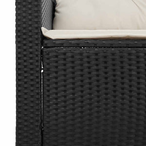 vidaXL 3-Piece Garden Sofa Set with Cushions Black Poly Rattan