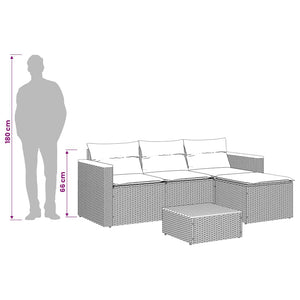 vidaXL 3-Piece Garden Sofa Set with Cushions Black Poly Rattan