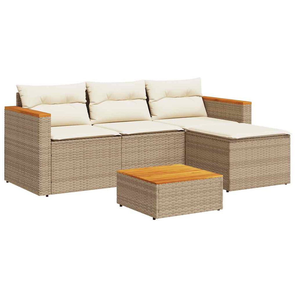 vidaXL 3-Piece Garden Sofa Set with Cushions Beige Poly Rattan