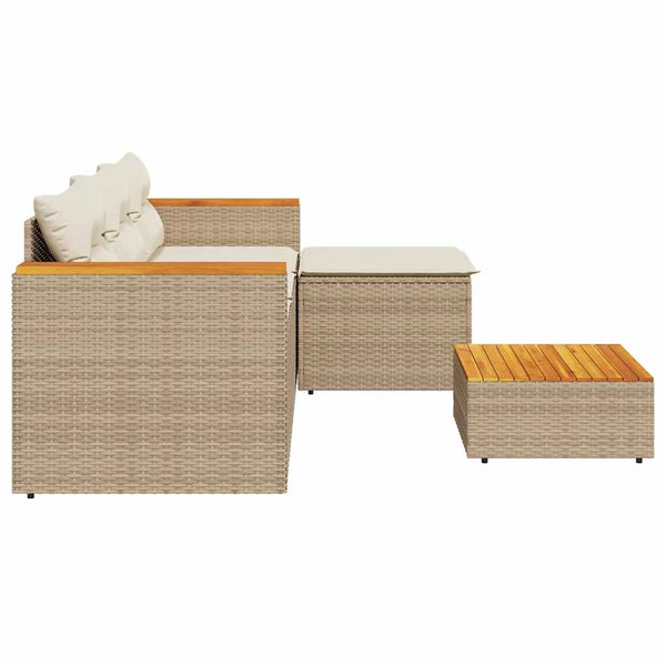 vidaXL 3-Piece Garden Sofa Set with Cushions Beige Poly Rattan