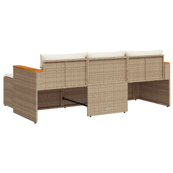 vidaXL 3-Piece Garden Sofa Set with Cushions Beige Poly Rattan