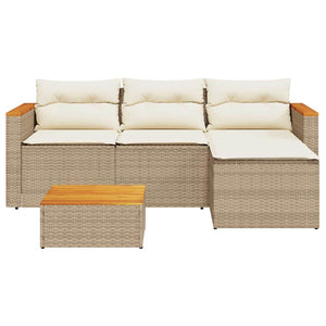 vidaXL 3-Piece Garden Sofa Set with Cushions Beige Poly Rattan