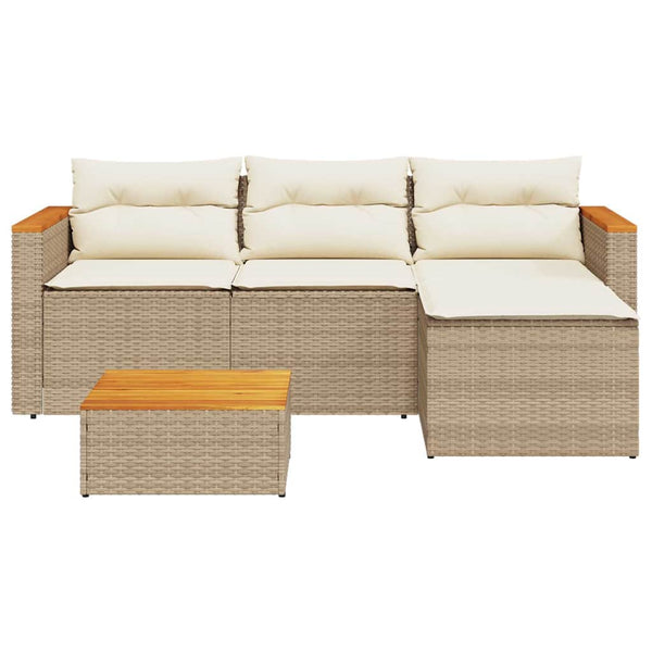 vidaXL 3-Piece Garden Sofa Set with Cushions Beige Poly Rattan