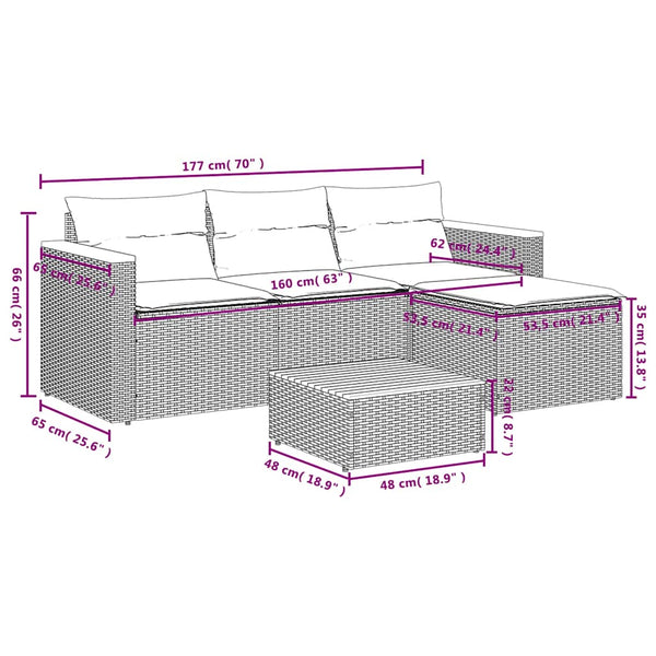 vidaXL 3-Piece Garden Sofa Set with Cushions Beige Poly Rattan