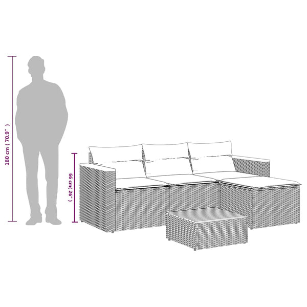 vidaXL 3-Piece Garden Sofa Set with Cushions Beige Poly Rattan