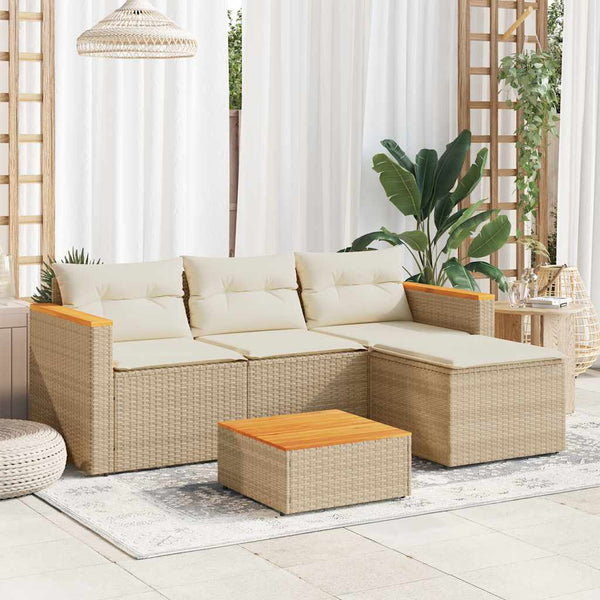 vidaXL 3-Piece Garden Sofa Set with Cushions Beige Poly Rattan