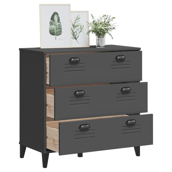 vidaXL VIKEN Anthracite Engineered Wood Chest of Drawers