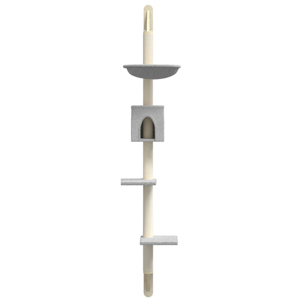 vidaXL Cat Tree with Scratching Post Wall-Mounted Light Gray 187 cm