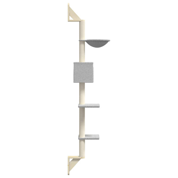 vidaXL Cat Tree with Scratching Post Wall-Mounted Light Gray 187 cm