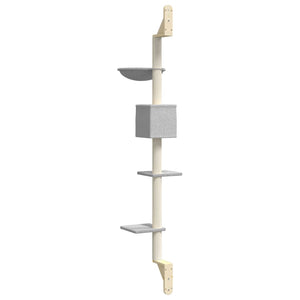 vidaXL Cat Tree with Scratching Post Wall-Mounted Light Gray 187 cm