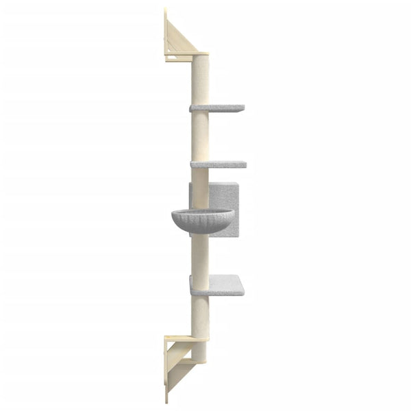 vidaXL Cat Tree with Scratching Post Wall-Mounted Light Grey 180 cm