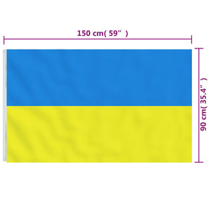 vidaXL Flag of Ukraine with Brass Grommets 90x150 cm