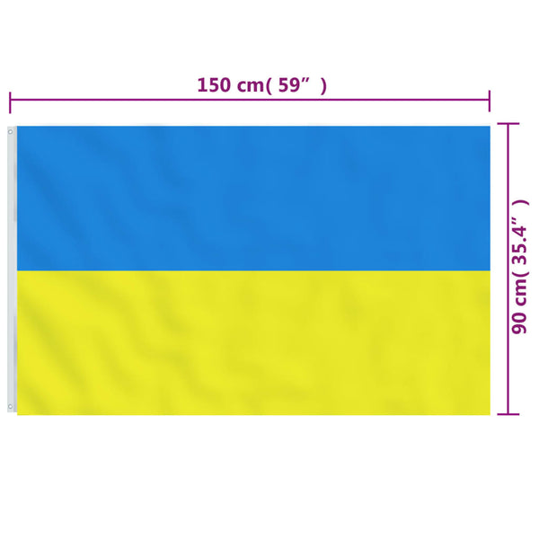 vidaXL Flag of Ukraine with Brass Grommets 90x150 cm