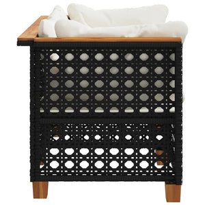 vidaXL Garden Corner Sofas with Cushions 2 pcs Black Poly Rattan