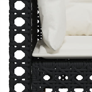 vidaXL Garden Corner Sofas with Cushions 2 pcs Black Poly Rattan