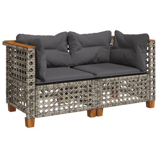 vidaXL Garden Corner Sofa with Cushions 2 pcs. Grey Poly Rattan