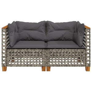 vidaXL Garden Corner Sofa with Cushions 2 pcs. Grey Poly Rattan