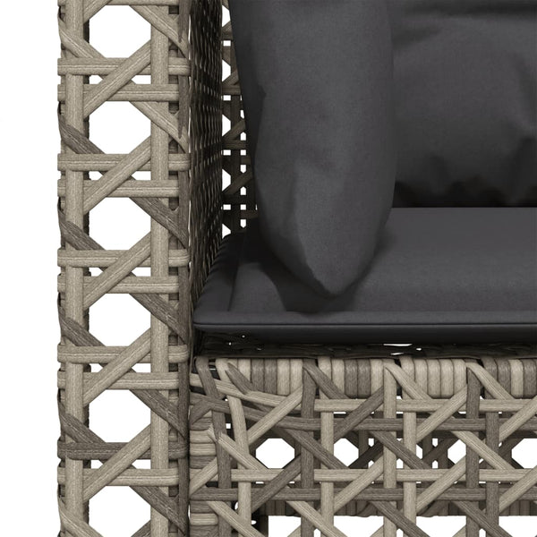 vidaXL Garden Corner Sofa with Cushions 2 pcs. Grey Poly Rattan