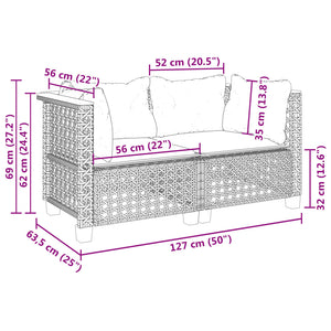 vidaXL Garden Corner Sofa with Cushions 2 pcs. Grey Poly Rattan