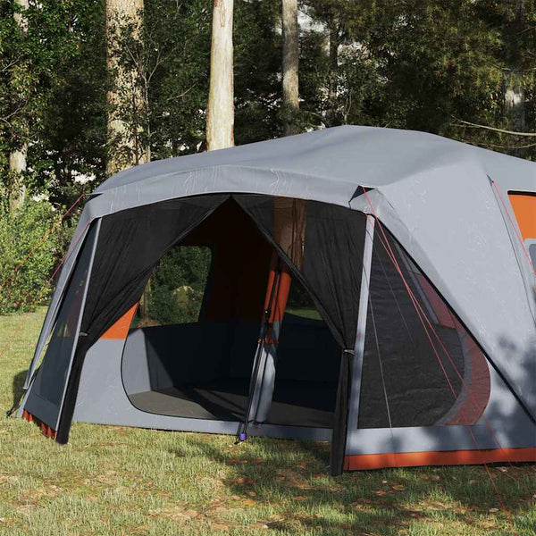 vidaXL Family Tent 10 Person Grey Orange Quick Release Waterproof