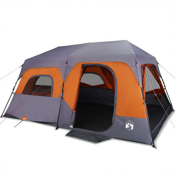vidaXL Family Tent 9-Person Grey Orange Quick Release Waterproof