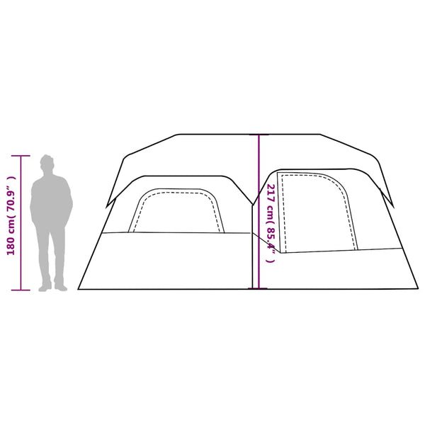 vidaXL Family Tent 9-Person Grey Orange Quick Release Waterproof