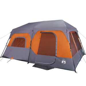 vidaXL Family Tent 9-Person Grey Orange Quick Release Waterproof