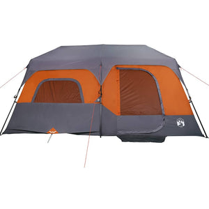 vidaXL Family Tent 9-Person Grey Orange Quick Release Waterproof