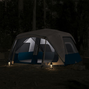 vidaXL Family Tent with LED 10 Person Light Blue Quick Release