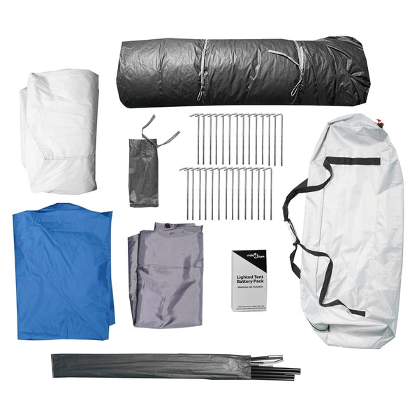 vidaXL Family Tent with LED 10 Person Light Blue Quick Release
