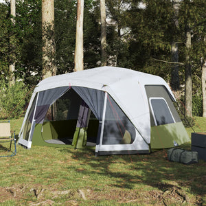 vidaXL Family Tent with LED 10 Person Light Green Quick Release