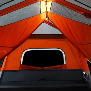 vidaXL Family Tent with LED 10 People Light Grey Orange Quick Release