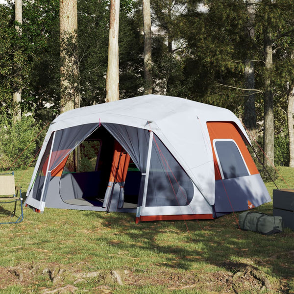 vidaXL Family Tent with LED 10 People Light Grey Orange Quick Release