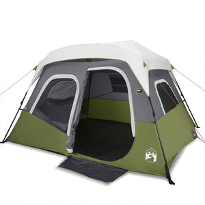 vidaXL Family Tent with LED 6 Persons Light Green Quick Release