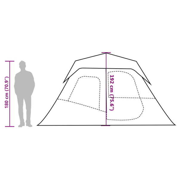 vidaXL Family Tent with LED 6 Persons Light Green Quick Release