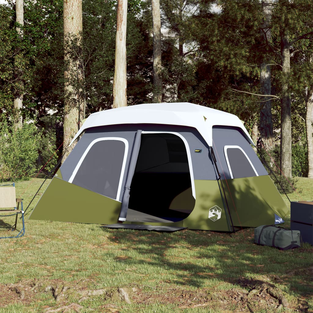 vidaXL Family Tent with LED 6 Persons Light Green Quick Release