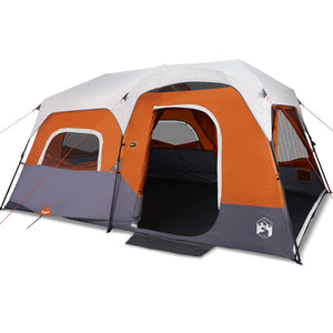 vidaXL Family Tent with LED 9 Person Light Grey Orange Quick Release