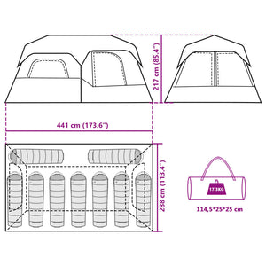 vidaXL Family Tent with LED 9 Person Light Grey Orange Quick Release