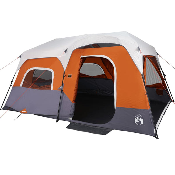 vidaXL Family Tent with LED 9 Person Light Grey Orange Quick Release