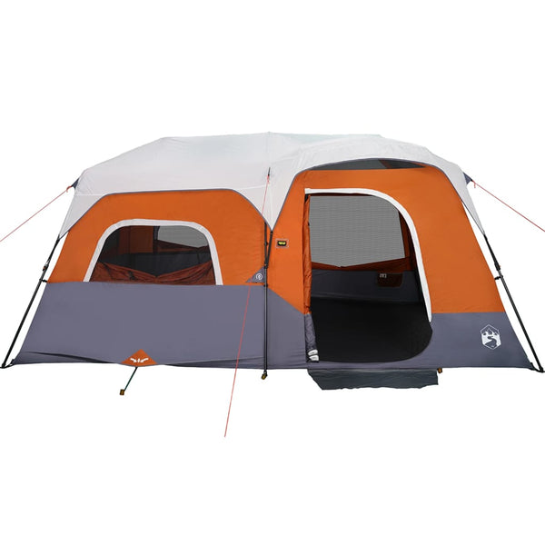 vidaXL Family Tent with LED 9 Person Light Grey Orange Quick Release