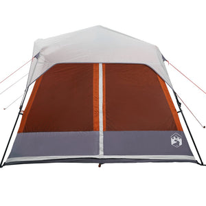 vidaXL Family Tent with LED 9 Person Light Grey Orange Quick Release