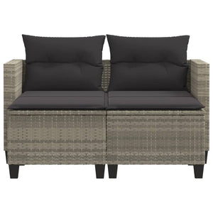 vidaXL 2-Seater Garden Sofa with Ottomans Light Grey Poly Rattan
