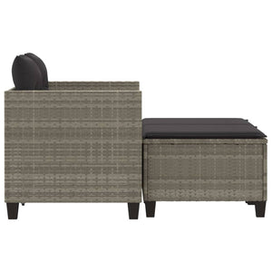vidaXL 2-Seater Garden Sofa with Ottomans Light Grey Poly Rattan