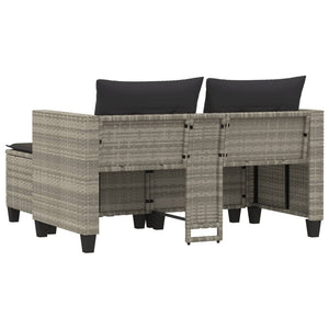 vidaXL 2-Seater Garden Sofa with Ottomans Light Grey Poly Rattan