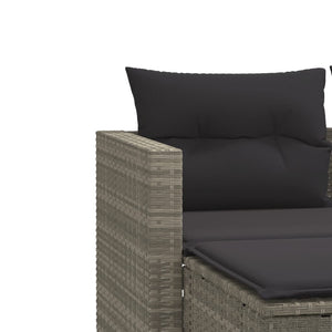 vidaXL 2-Seater Garden Sofa with Ottomans Light Grey Poly Rattan