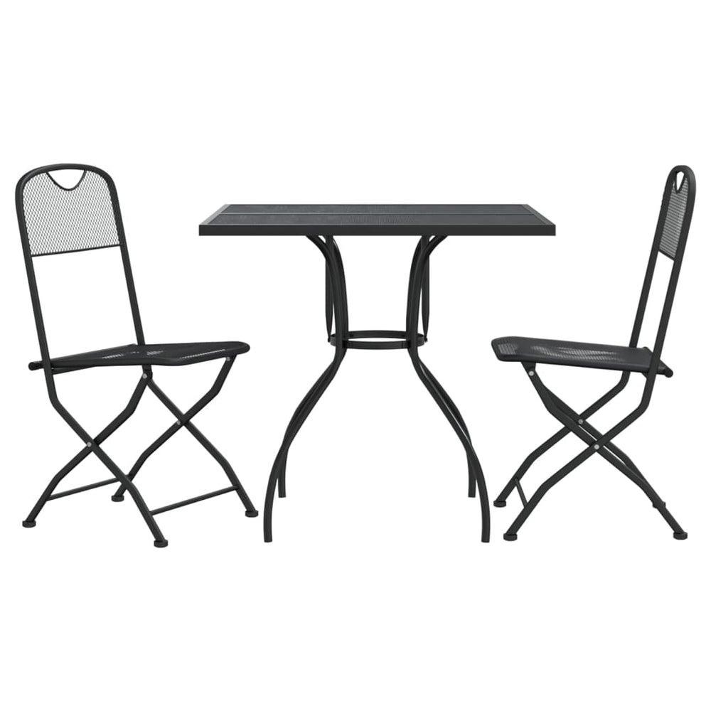 vidaXL 3-Piece Garden Dining Set Anthracite Expanded Metal