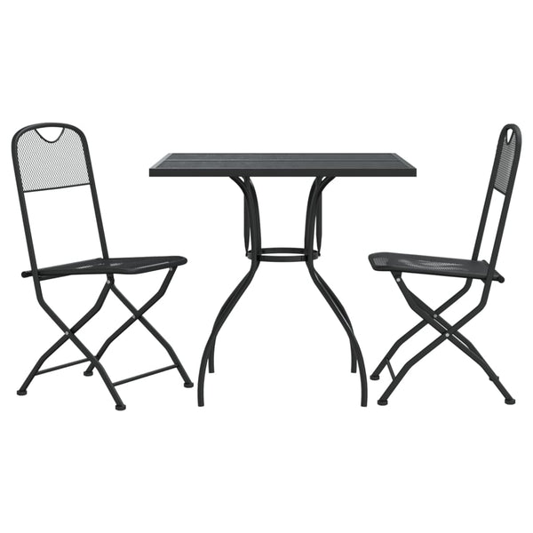vidaXL 3-Piece Garden Dining Set Anthracite Expanded Metal