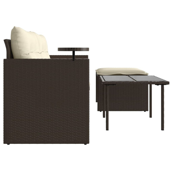 vidaXL 3-piece Garden Sofa Set with Cushions Brown Poly Rattan