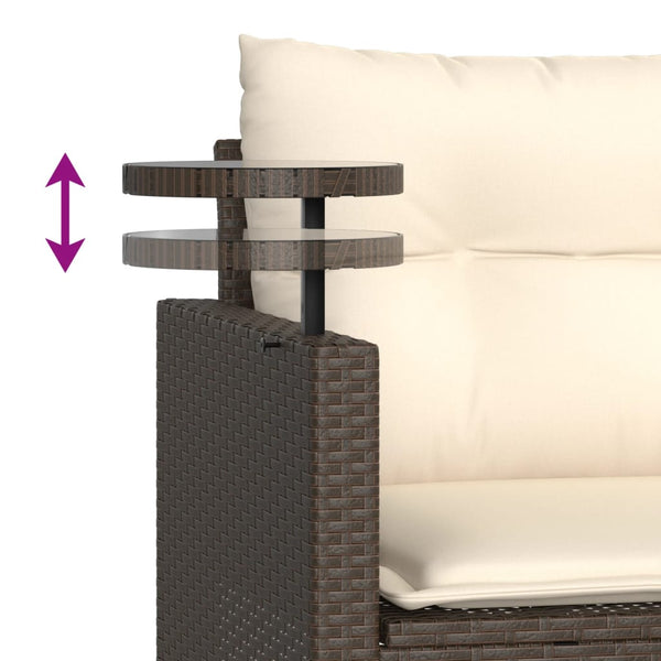 vidaXL 3-piece Garden Sofa Set with Cushions Brown Poly Rattan
