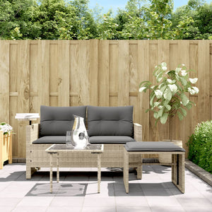 vidaXL 3-Piece Garden Sofa Set with Cushions Light Grey Poly Rattan